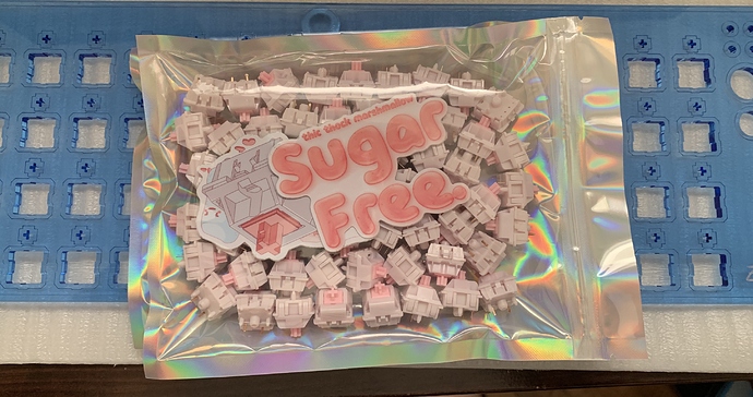 A bag of Thic Thock’s Marshmallow switches