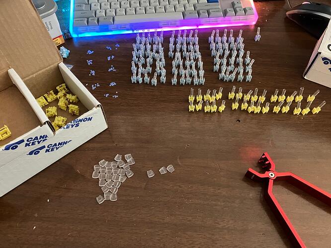 Disassembled stems, springs, and dampeners