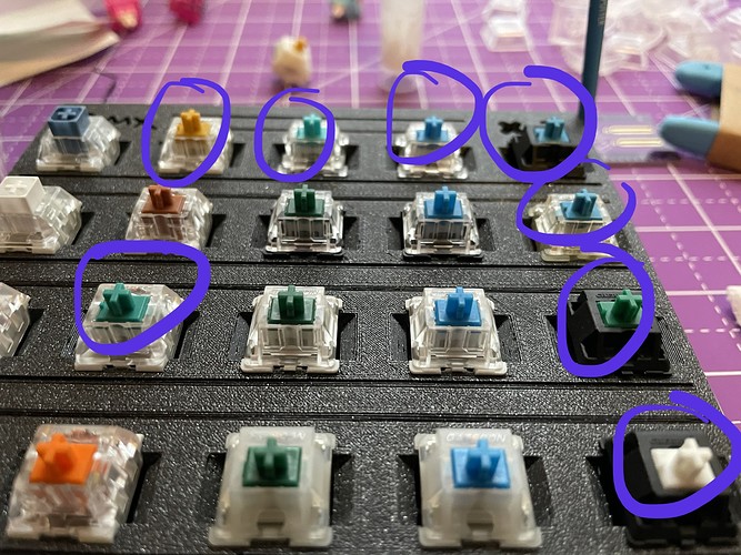 Clicky switches, 8 circled